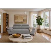 3-SITZER Karlstad Chenille Grau verstell. Kopfstützen B 215 cm - Grau, Kunststoff/Textil (215/84/100cm) - foamnova
