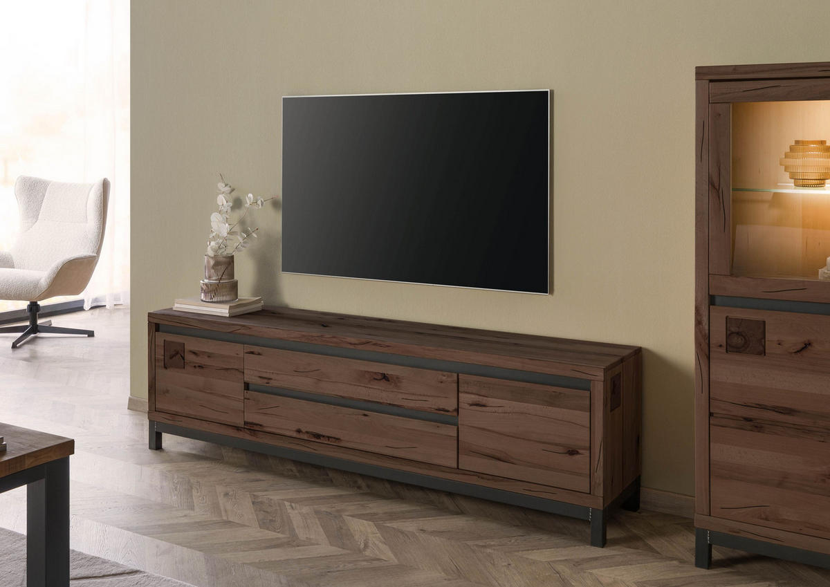 TV-BOARD Kernbuche 190x40x56 tabacco braun geölt VILLANDERS #253 - Braun, Holz (190/56/40cm) - Massivmoebel24