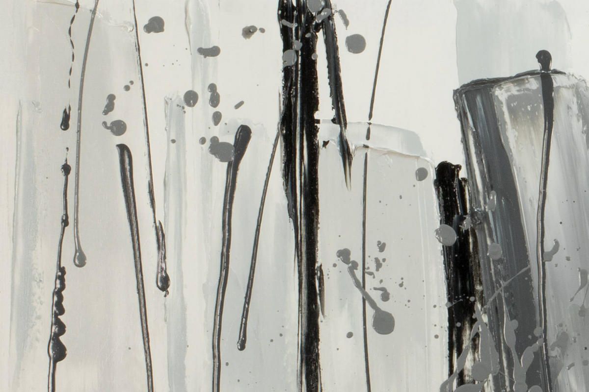 ACRYLBILD HANDGEMALT 150/50 cm - Schwarz/Grau, Holz/Textil (150/50cm) - KUNSTLOFT