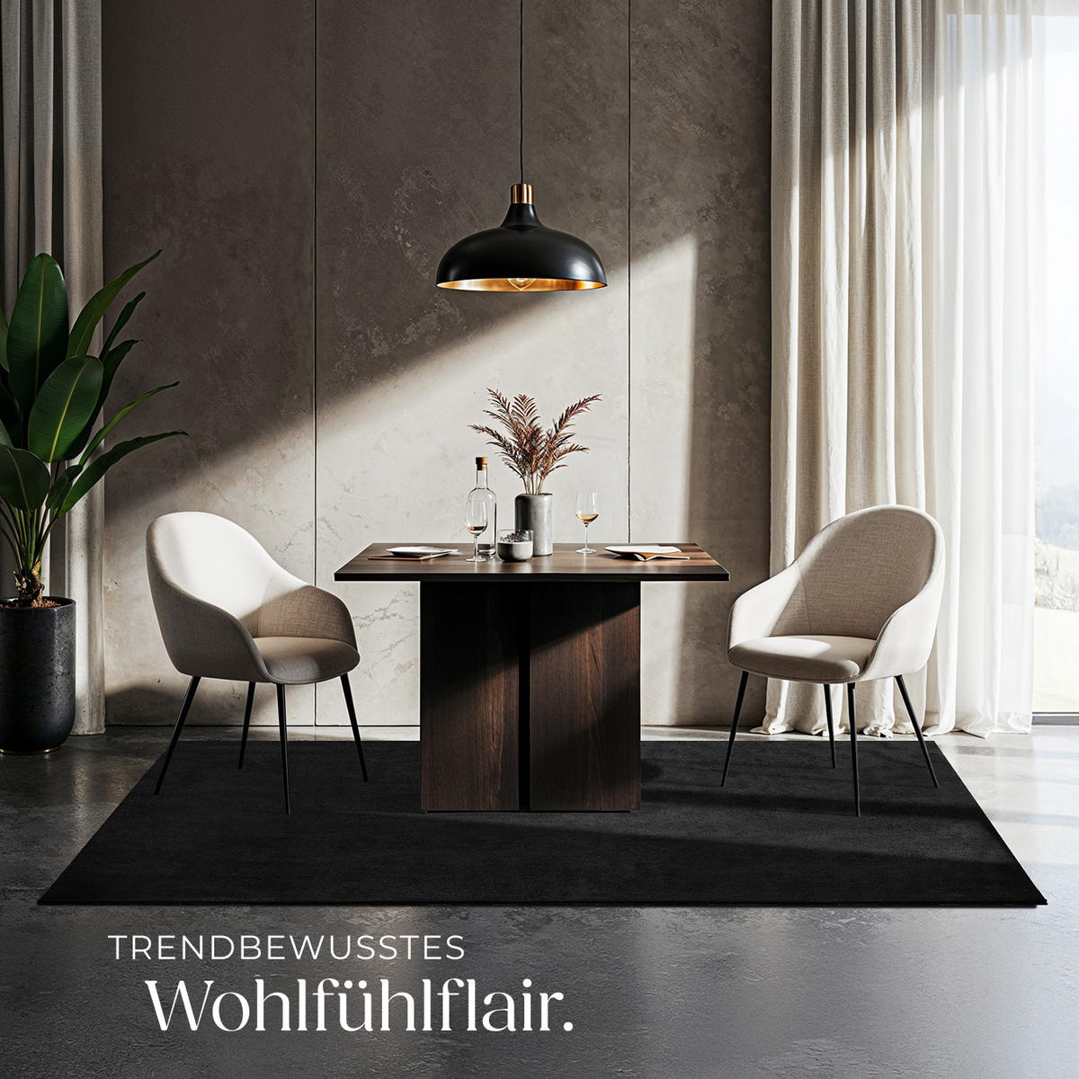 KURZFLORTEPPICH Soft Zone,rutschfeste Unterseite,schwarz - Schwarz, Kunststoff (170/120cm) - tectake