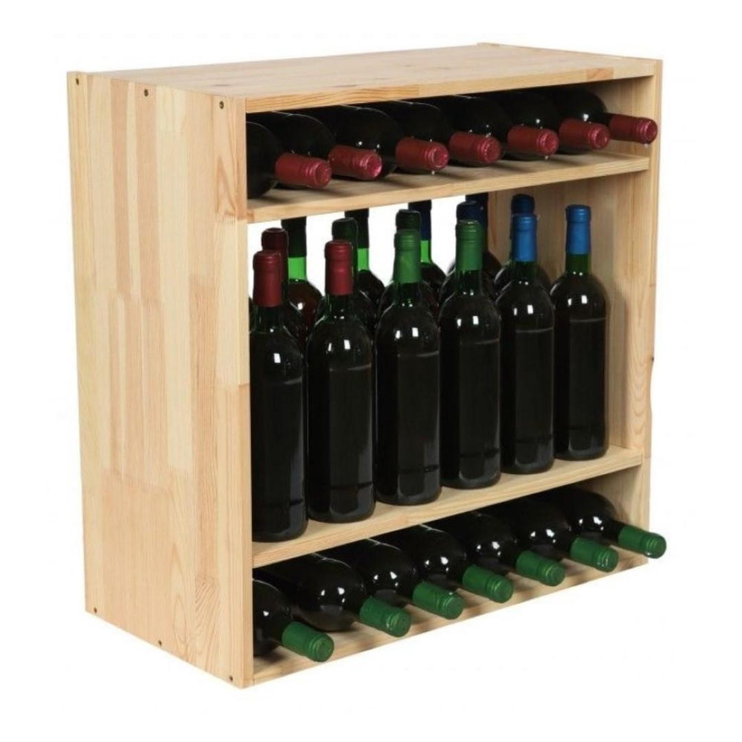 WEINREGAL Vincellar Mod 60x60x30 cm Standflaschen Modul Für 32 Flaschen Massives Kiefernholz Natur - Naturfarben, Holz (60/60/30cm) - PROREGAL