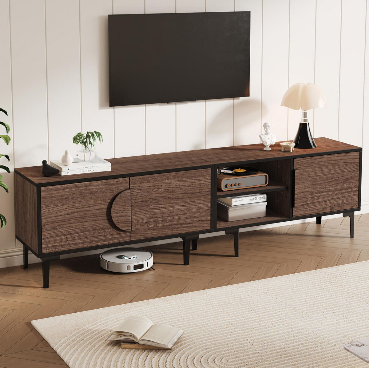 TV-ELEMENT mit 3 Türen 180 x 35 x 49 cm Dark Oak - Braun, Holzwerkstoff (35/49/180cm) - Beauniv