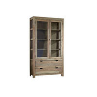 VITRINE Sheesham 110x45x200 grau geölt NATURE GREY #65 - Grau, Holz (110/200/45cm) - Massivmoebel24