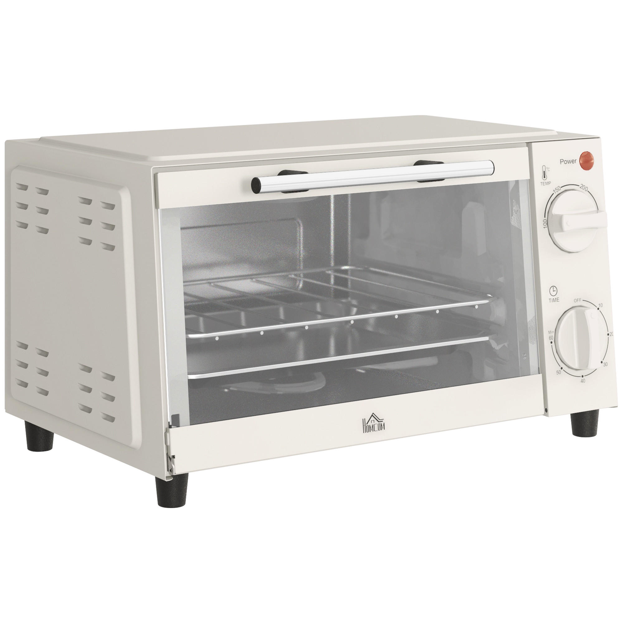 MINIBACKOFEN 9L 750W Mini Ofen mit Backblech & Grillrost, Temperatur 100-230°C, 60 Min. Timer, Edelstahl, Cremeweiß - Beige, Metall (35/20/24.6cm) - Beaface