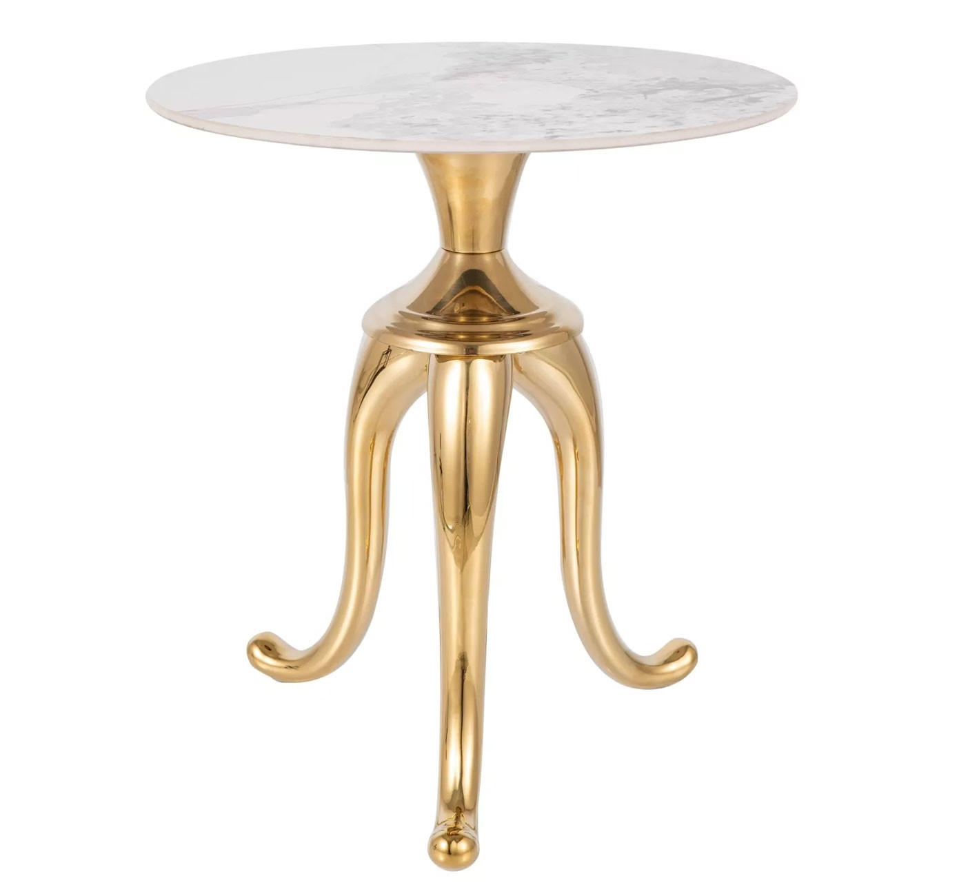 COUCHTISCH Snake weiß / gold 48 / 48 / 75cm - Goldfarben/Weiß, Holz/Keramik (48/48/75cm) - Feldmann-Wohnen