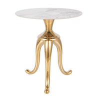 COUCHTISCH Snake weiß / gold 48 / 48 / 75cm - Goldfarben/Weiß, Holz/Keramik (48/48/75cm) - Feldmann-Wohnen