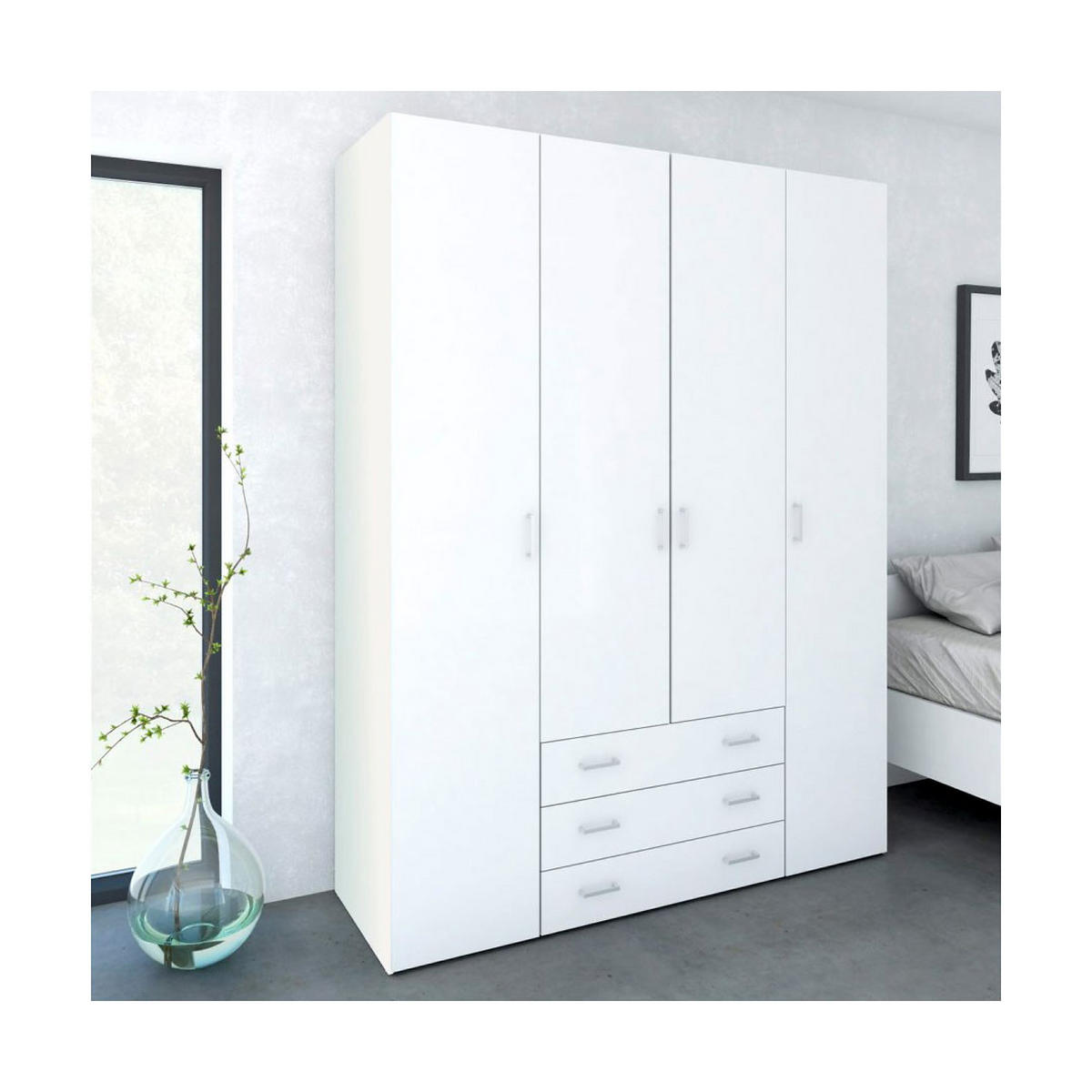 GARDEROBENSCHRANK weiß - Weiß, Holzwerkstoff (154/200/50cm) - ebuy24