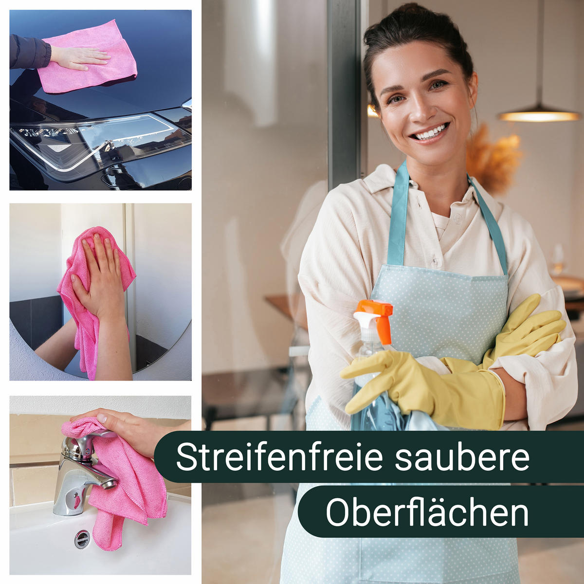 REINIGUNGSTÜCHER, 10er-Set, 40x40 cm, 80% Polyester, 20% Polyamid, Rot - Rosa, Textil (40/40cm) - Zollner