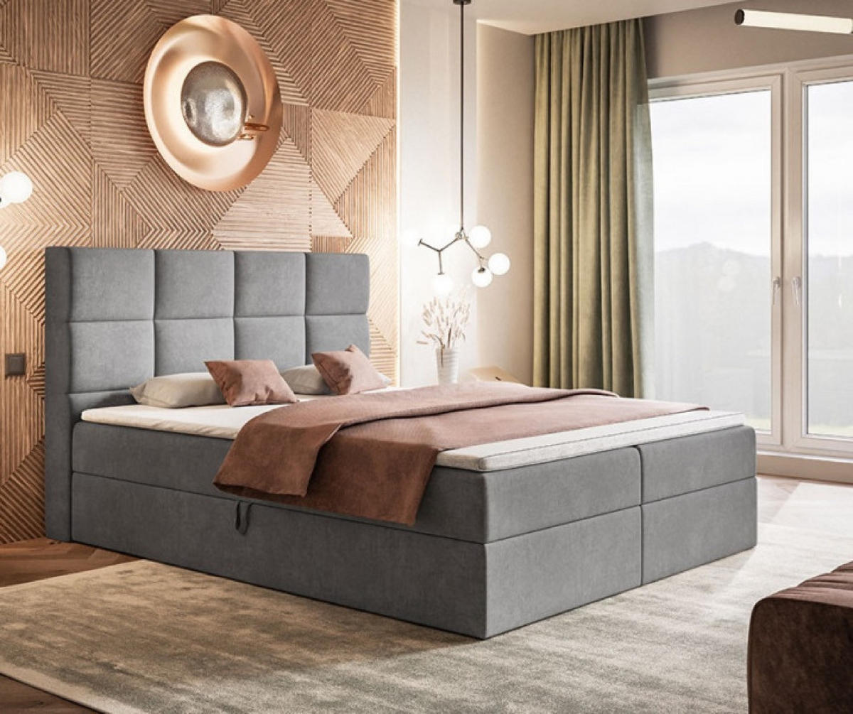 BETT Grau FOX 5 160x200 cm - Schwarz/Grau, Textil (160/200cm) - Sepro Meble