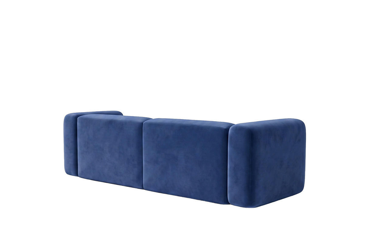 ECKSOFA L-Form mini, Velvet-Stoff Bluvel, Tintenblau, Rechts, GRETA - Blau, Holz (226/179cm) - Kaiser Möbel