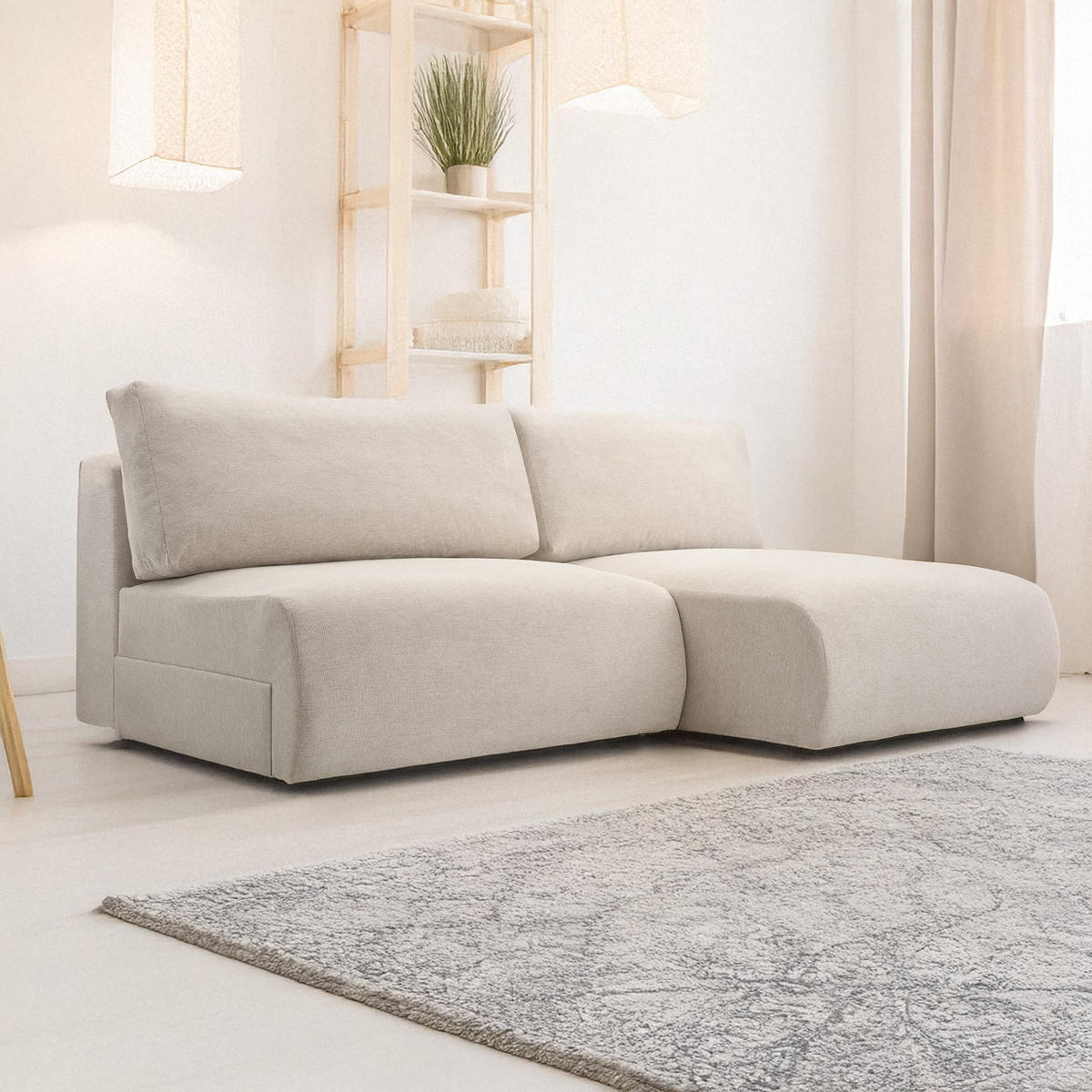 ECKSOFA Ripley mit Schlaffunktion, Beige - Beige, Textil (223/150cm) - Fedve