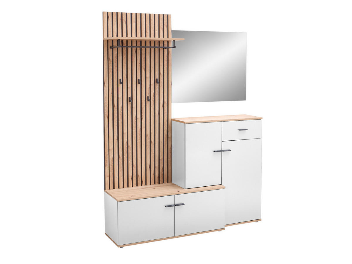 GARDEROBE COMO 148/199/38 cm - Weiß, Holzwerkstoff/Kunststoff (148/199/38cm) - moebel dich auf