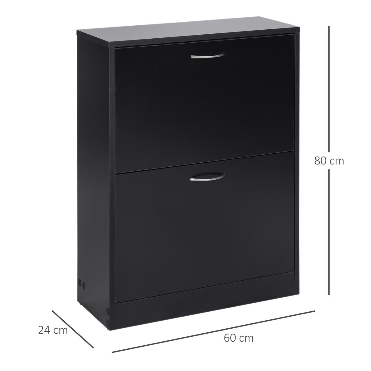 SCHUHSCHRANK DE-14972 2 Klapptüren 60x24x80 cm Schwarz - Schwarz, Holzwerkstoff (10/10/10cm) - ComfortXL