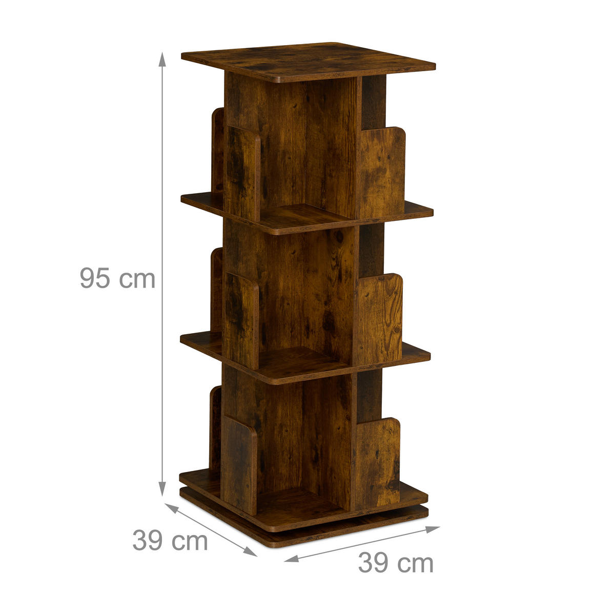 BÜCHERREGAL - Braun, Holzwerkstoff/Metall (39/95/39cm) - Relaxdays