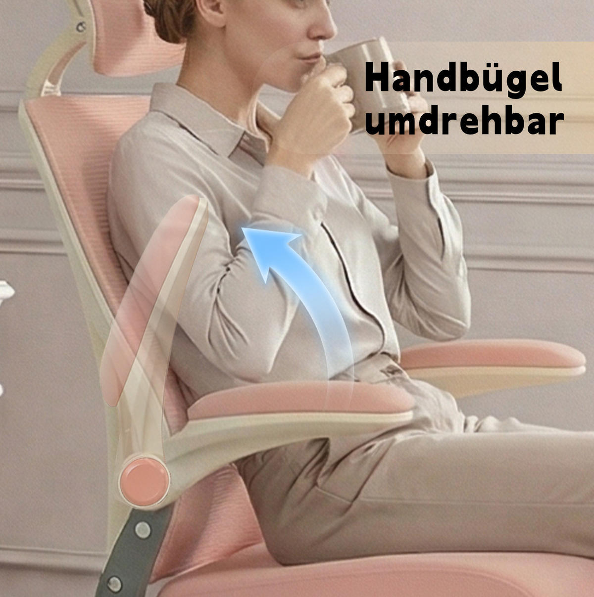DREHSTUHL 67/67/129 cm pink aus Schaumstoff mit Mesh-Rückenlehne und klappbarer Rückenlehne - Pink, Kunststoff (62/129/48.5cm) - OKWISH