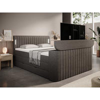 BOXSPRINGBETT FLY Webstoff Anthrazit 200/200 cm H2/H3 mit TV-Lift und Basic Topper - Anthrazit, Textil (200/200cm) - wonello