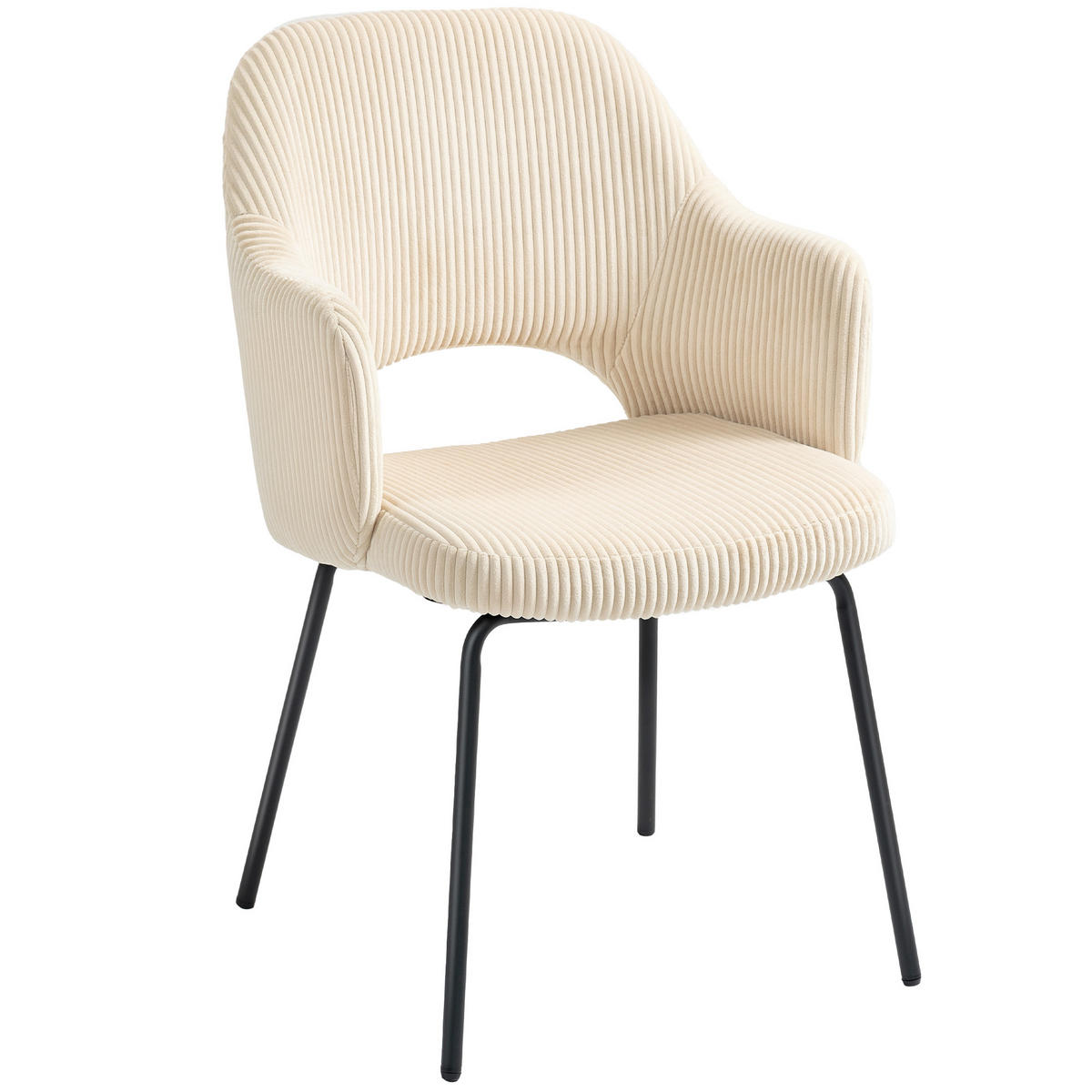 ESSZIMMERSTUHL DE-06852 Schalenform mit Cordbezug und Metallbeinen Beige - Beige, Textil/Metall (57/85.5/62.5cm) - ComfortXL