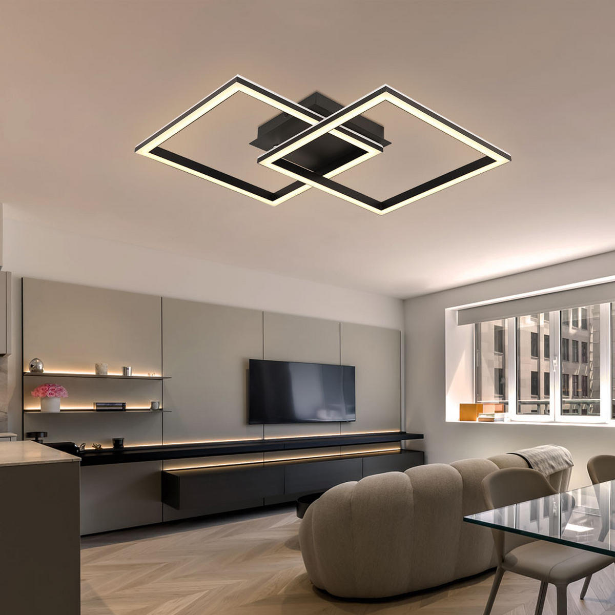 LED DECKENLEUCHTE JEPP Metall Schwarz - Schwarz, Metall (44/29.4/7.7cm)