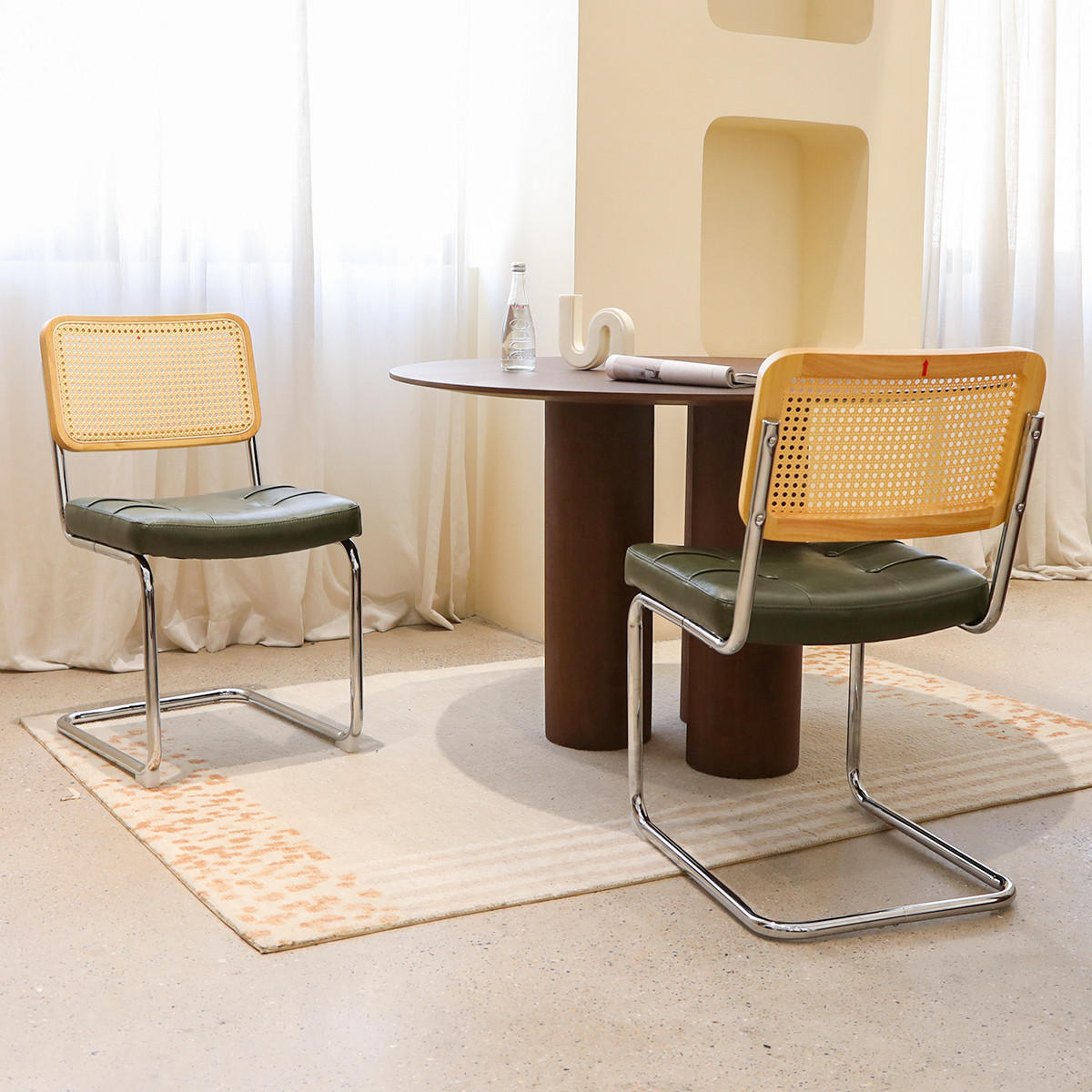 SCHWINGSTUHL DE-36904 2er-Set mit Kunstlederbezug und Rattan-Rückenlehne Grün - Grün, Metall (46.4/84.6/53cm) - ComfortXL