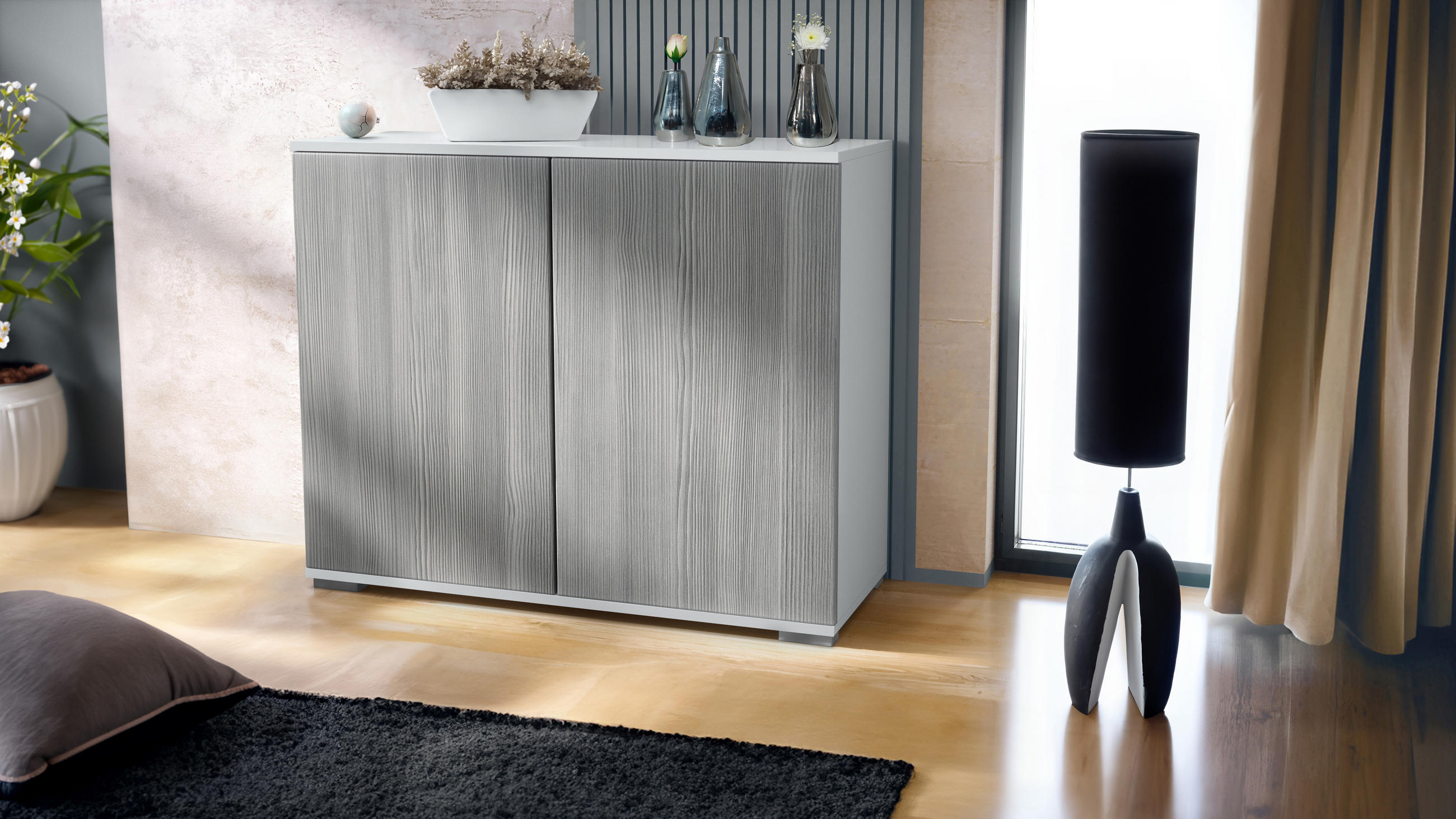 KOMMODE Skadu Avola-Anthrazit - Anthrazit, Holzwerkstoff (92.5/75.5/35cm) - Vladon