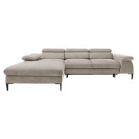 ECKSOFA L-Form 290 cm Amaro M mit Schlaffunktion, Links, Dunkelbeige - Cappuccino, Holz (288/182cm) - Emporius