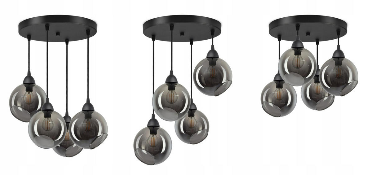 PENDELLEUCHTE Kogel - Transparent/Anthrazit, Glas/Metall (35/35/80cm) - kiki design