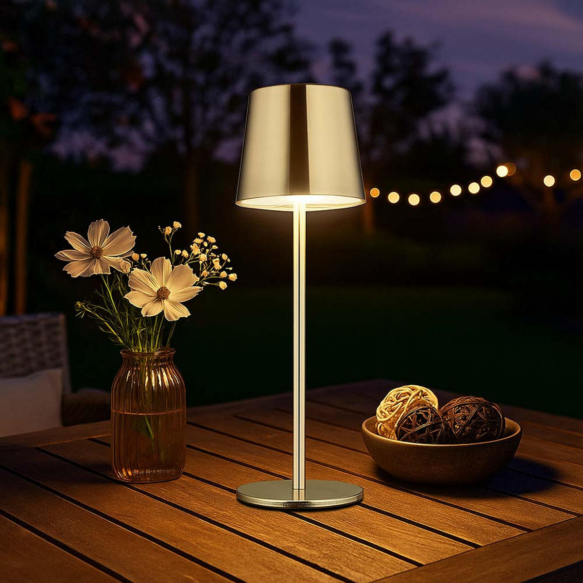 LED TISCHLEUCHTE Messing Metall - Goldfarben, Metall (9.7/9.7/32cm) - Globo Lighting