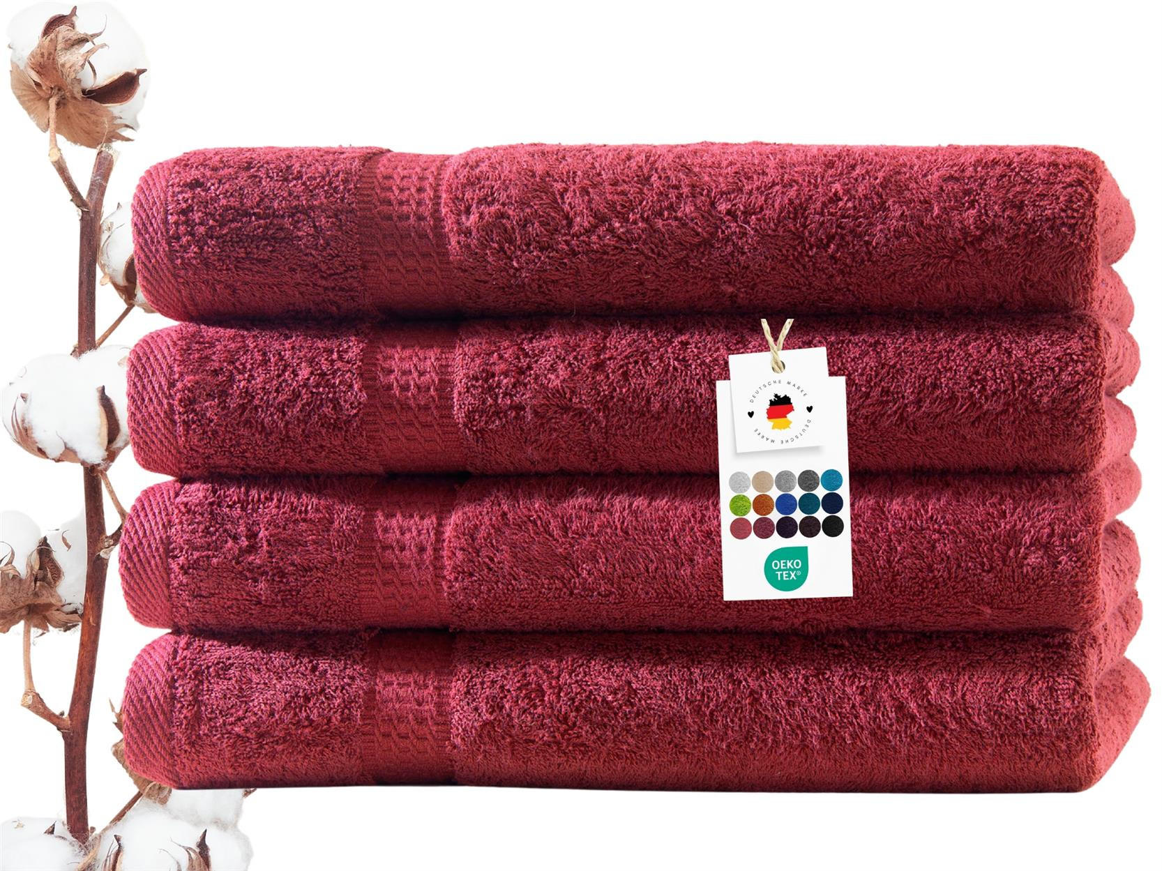 HANDTUCH 50x100 cm Frottier Handtücher im 4er Set aus 100% Baumwolle, Bordo 500g/m2 - Bordeaux, Textil (50/100cm) - Carpe Sonno