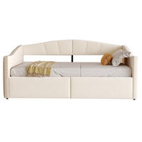 POLSTERBETT Sofabett 90/200 cm Beige mit hydraulischer Lagerung und Lattenrost aus Samt - Beige, Textil (90/200cm) - OKWISH