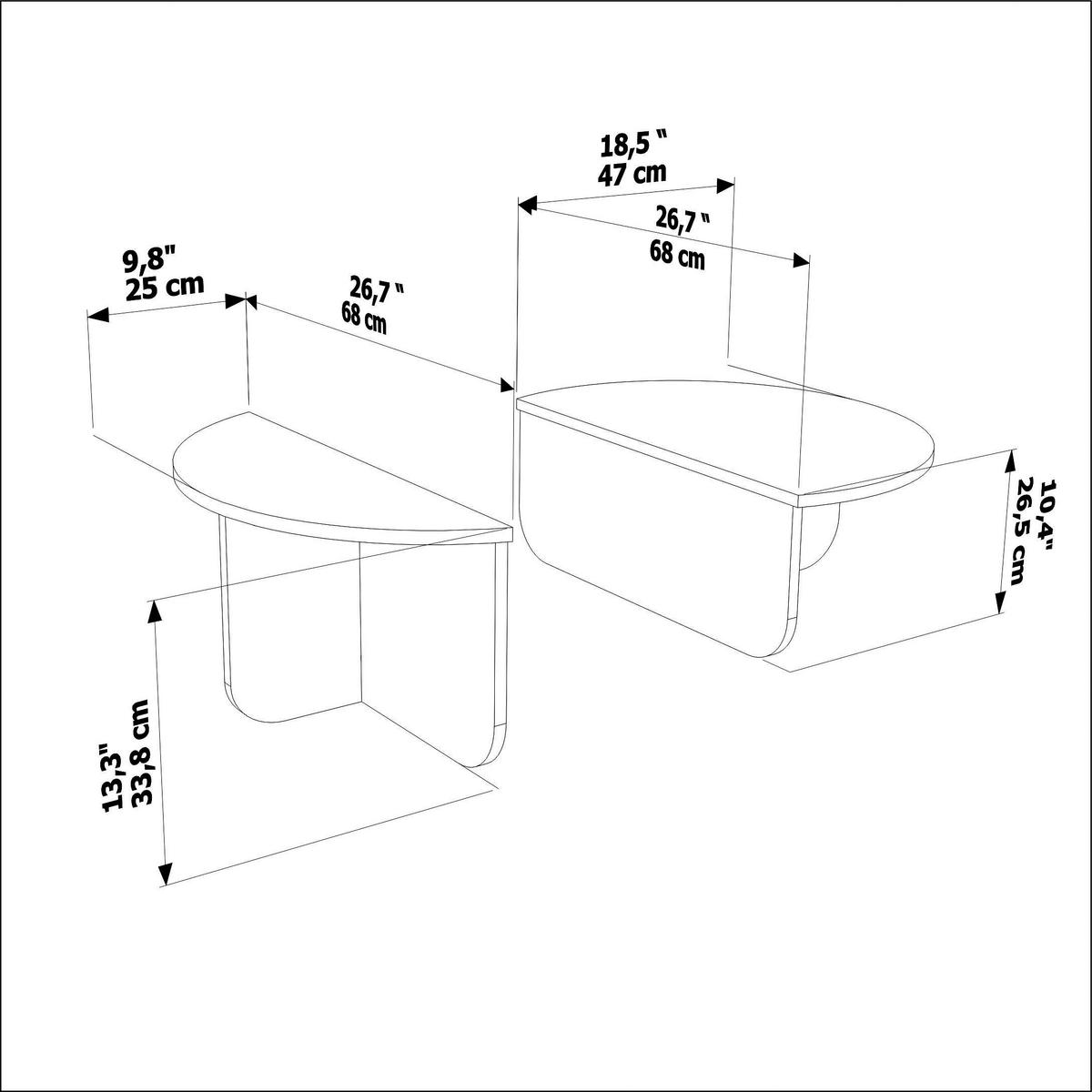 COUCHTISCH-SET Alves Weiß - Weiß, Holzwerkstoff (68/72/33.8cm) - Decorotika