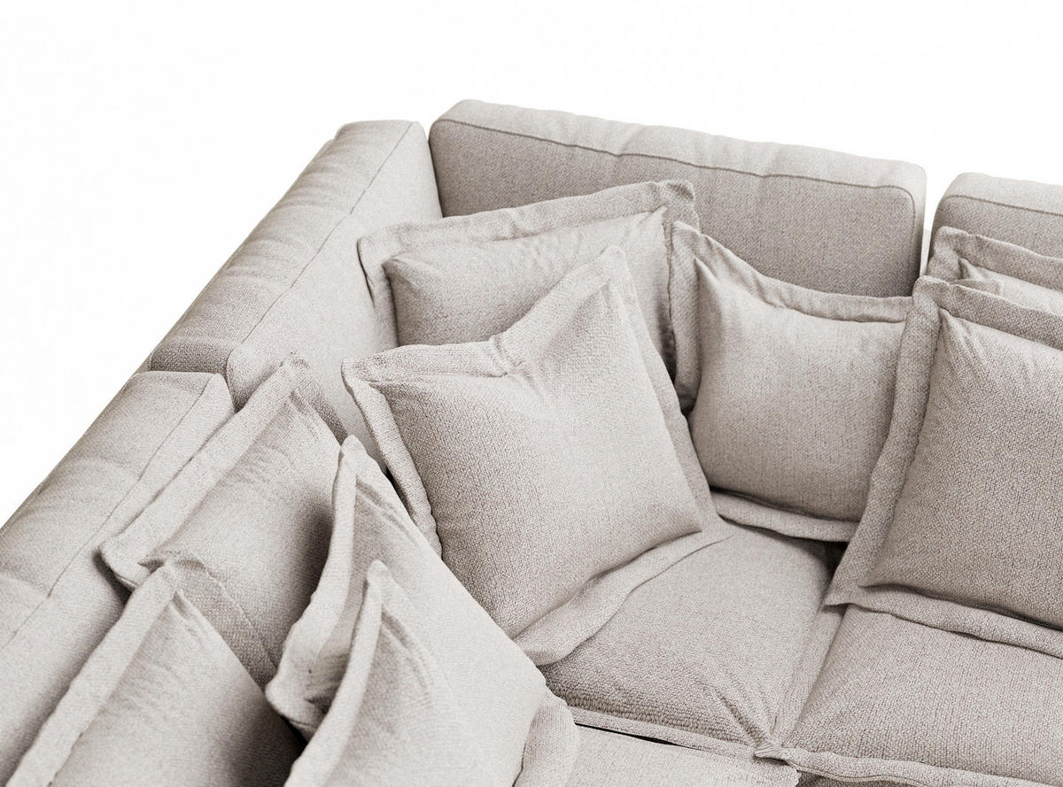 ECKSOFA Amalfi Beige Webstoff - Beige/Schwarz, Holz/Holzwerkstoff (238/222cm) - Maison de Reve