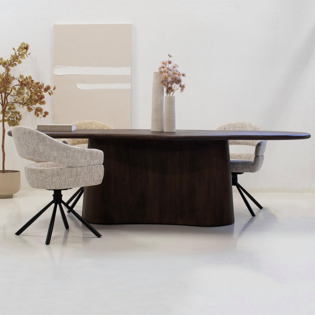 ESSTISCH mit organischer Form 220cm, braun - Dunkelbraun, Holz (220/100/77cm) - Giga Meubel