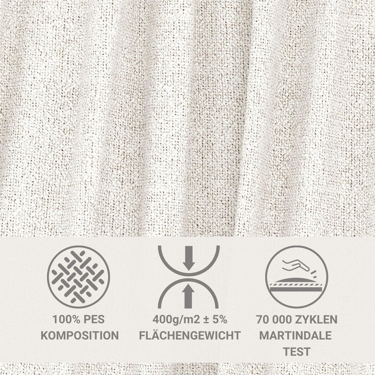 ECKSOFA Bahama Creme Webstoff - Rechts Seite - Creme/Schwarz, Holz/Holzwerkstoff (190/146cm) - Maison de Reve