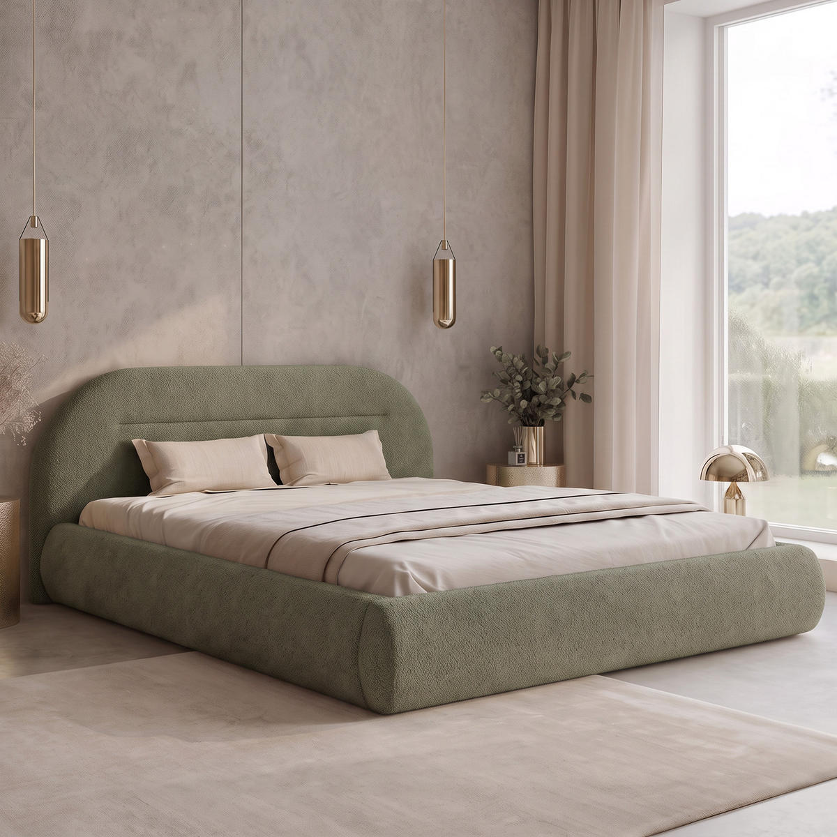 POLSTERBETT AMORIS 140x200 cm, Grün - Grün, Textil (200/140cm) - Fedve