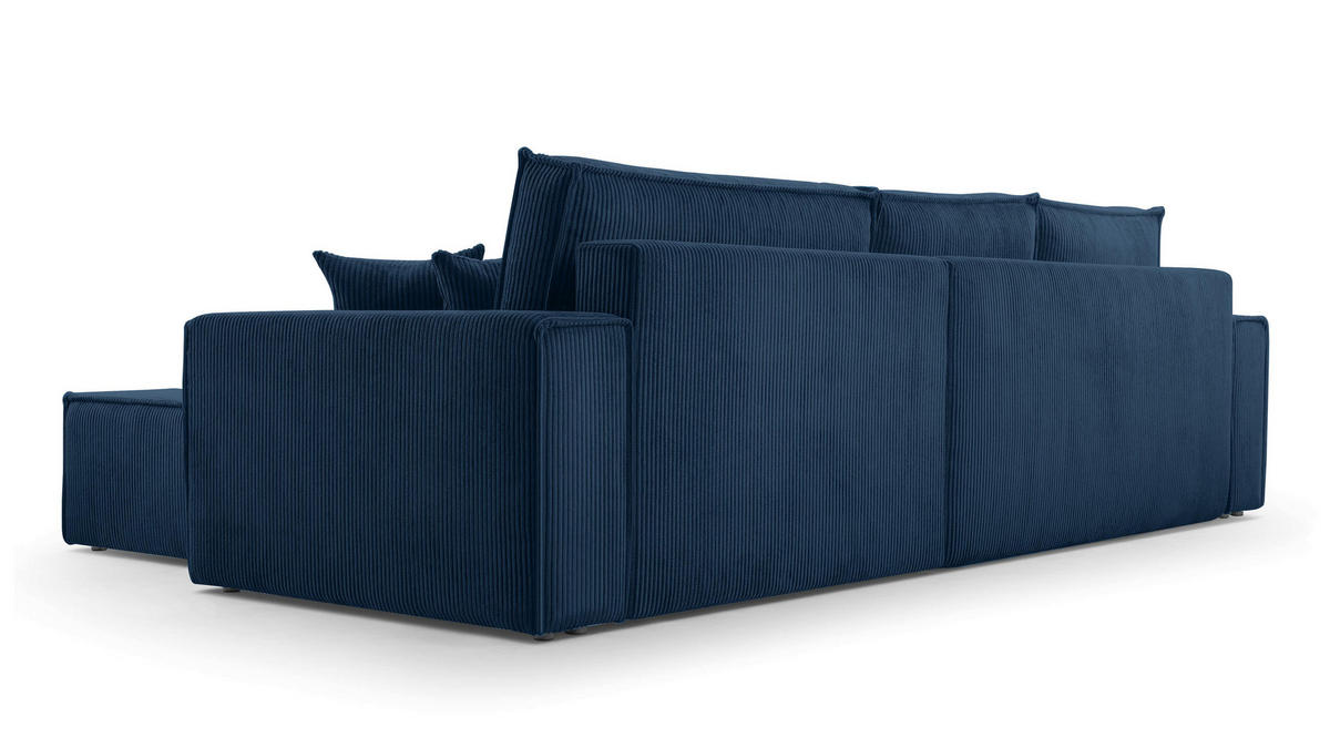 ECKSOFA L Form Cedria Blau 287/145/85 cm mit Schlaffunktion - Schwarz/Dunkelblau, Kunststoff/Textil (287/145cm) - AX Living