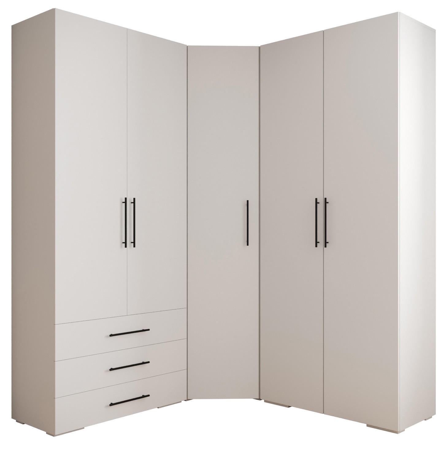 Abiks Möbel Garderoben-Set Weiß, Schwarz 181.7x236.7x47 cm