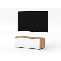 LOWBOARD Loriano 100 Wotan, Weiß Hochglanz 100/36,5/32 cm – Hängend und Stehend - Braun/Weiß, Holzwerkstoff/Kunststoff (100/36.5/32cm) - AX Living