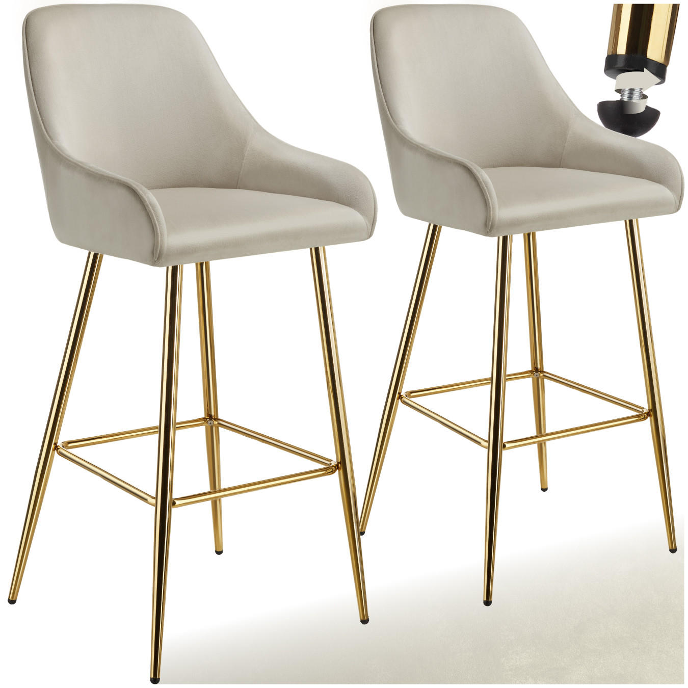BARSTUHL Avane,48,5 x 57 x 108 cm, Belastbarkeit 120 kg,creme/gold - Goldfarben/Creme, Kunststoff (48.5/108/57cm) - tectake