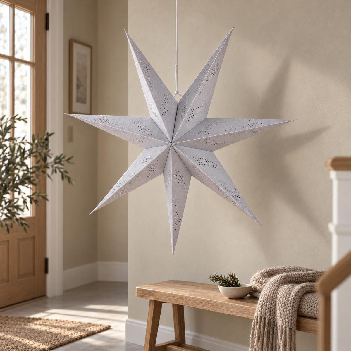 PAPIERSTERN 7-zackig 60/15/60 cm - Silberfarben, Papier (15/60/60cm) - Home Styling Collection