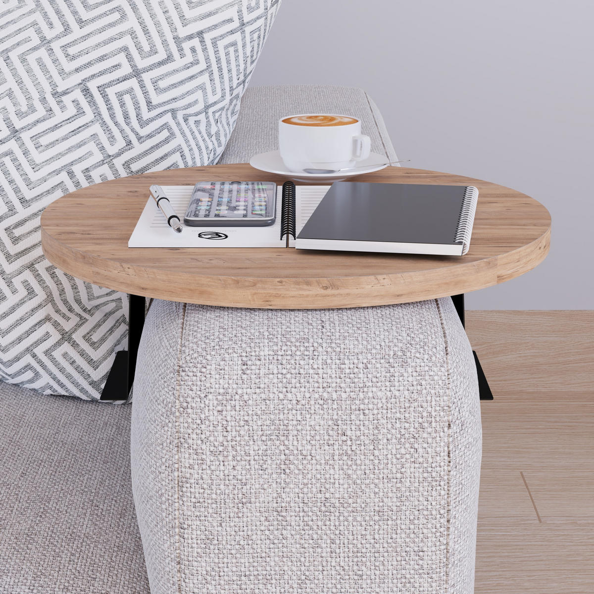 SOFATABLETT Kuleskyd - Braun, Holzwerkstoff/Metall (34/13.5/34cm) - [en.casa]