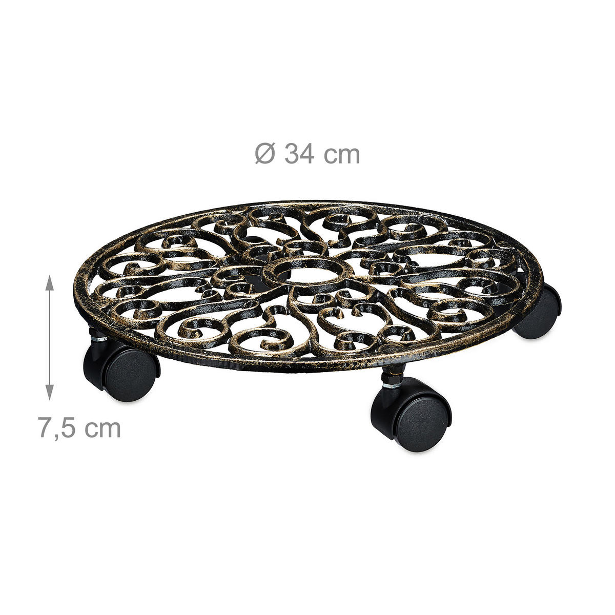 2xPFLANZENROLLER - Schwarz, Kunststoff/Metall (34/7.5/34cm) - Relaxdays