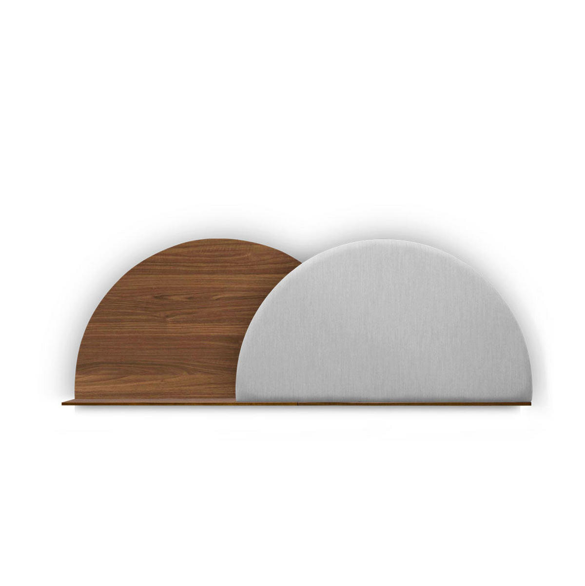 KOPFTEIL Alba mit Licht 160cm - Walnussfarben/Schwarz, Holz/Textil (160/60/14cm) - Woodendot