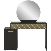 SCHMINKTISCH Prisma Schminktisch in schwarz Melamin und gold hochglanz B/H/T: 117x137x42 cm - Schwarz, Holzwerkstoff (117/138/42cm)