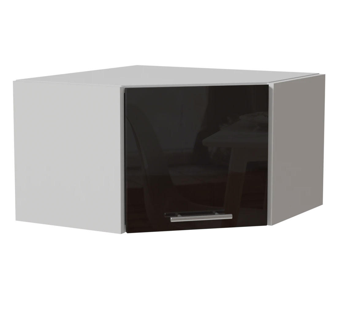 Feldmann-Wohnen Eckhängeschrank Schwarz Hochglanz, Weiß 60x36x60 cm