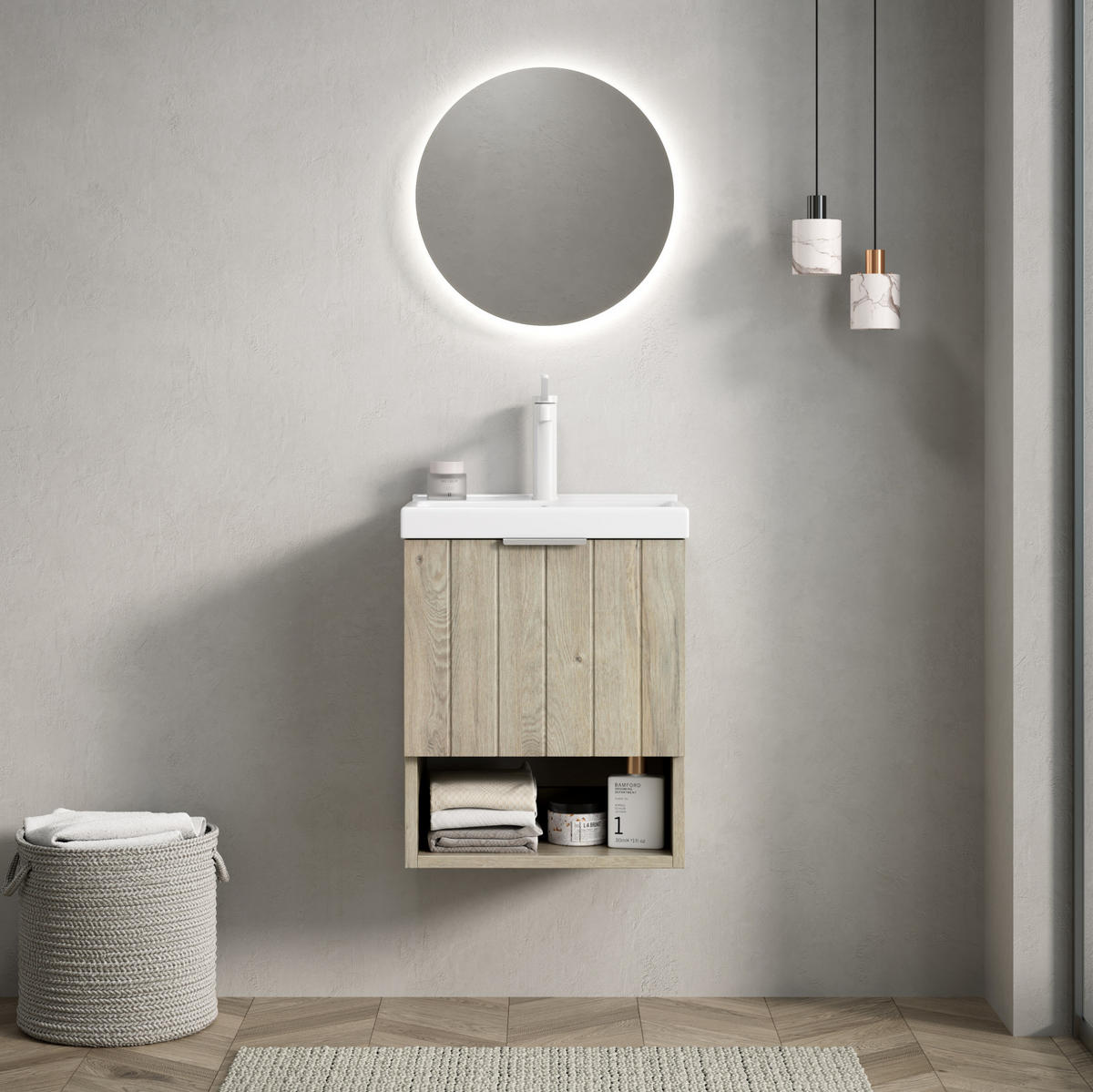 WASCHTISCHKOMBI 42 cm mit Soft-Close in Off-White - Creme, Keramik (42/53/32cm) - BEAOK