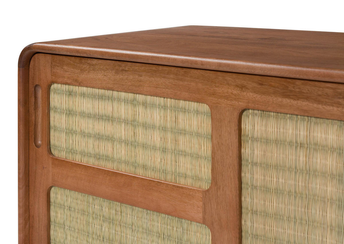 TV-BOARD Mango/Seegras 240x40x50 hellbraun lackiert MIZUMI #107 - Braun, Holzwerkstoff (240/50/40cm) - Massivmoebel24