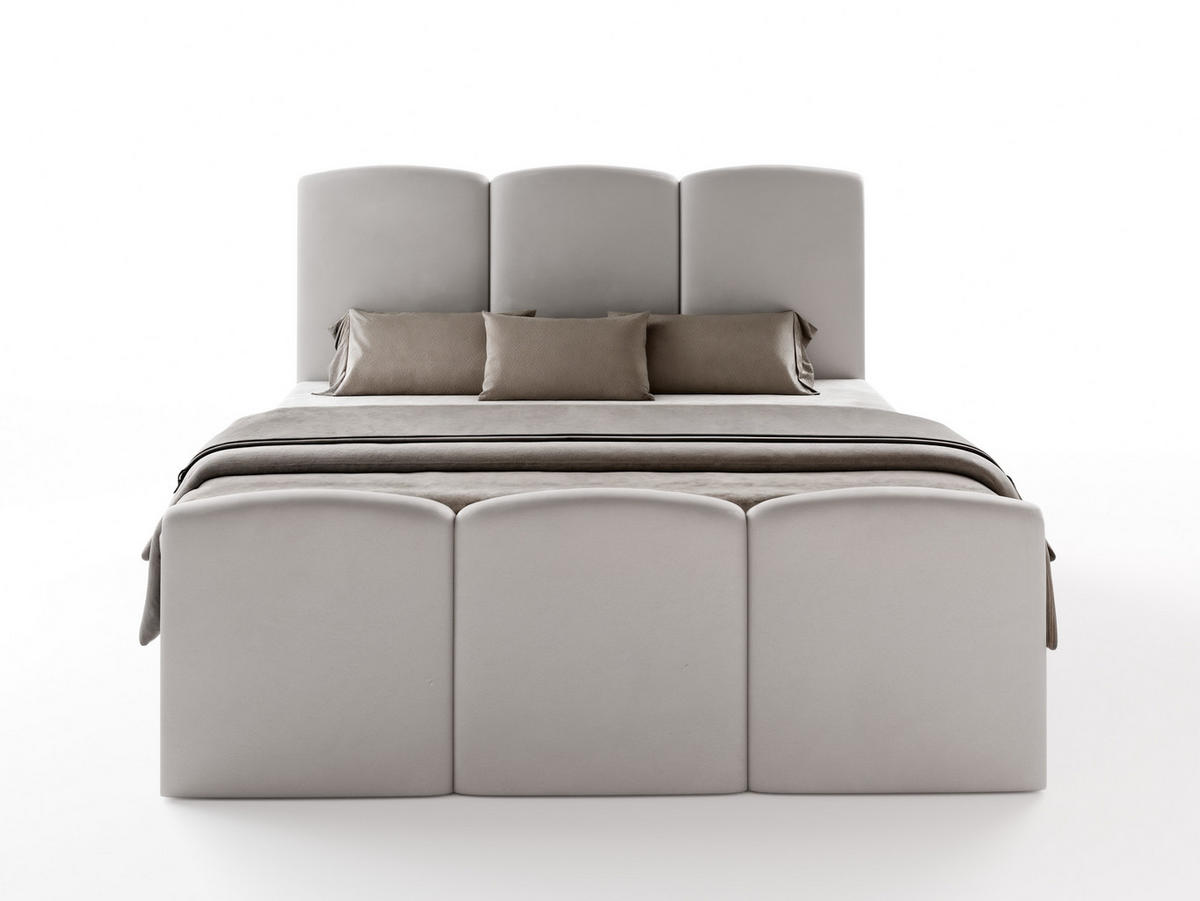 BOXBETT SAVIO 180x200 cm mit Bettkasten, Bonell-Matratze H3 und Topper – Samt Platinfarben - Platinfarben, Textil (180/200cm) - Luxkor24