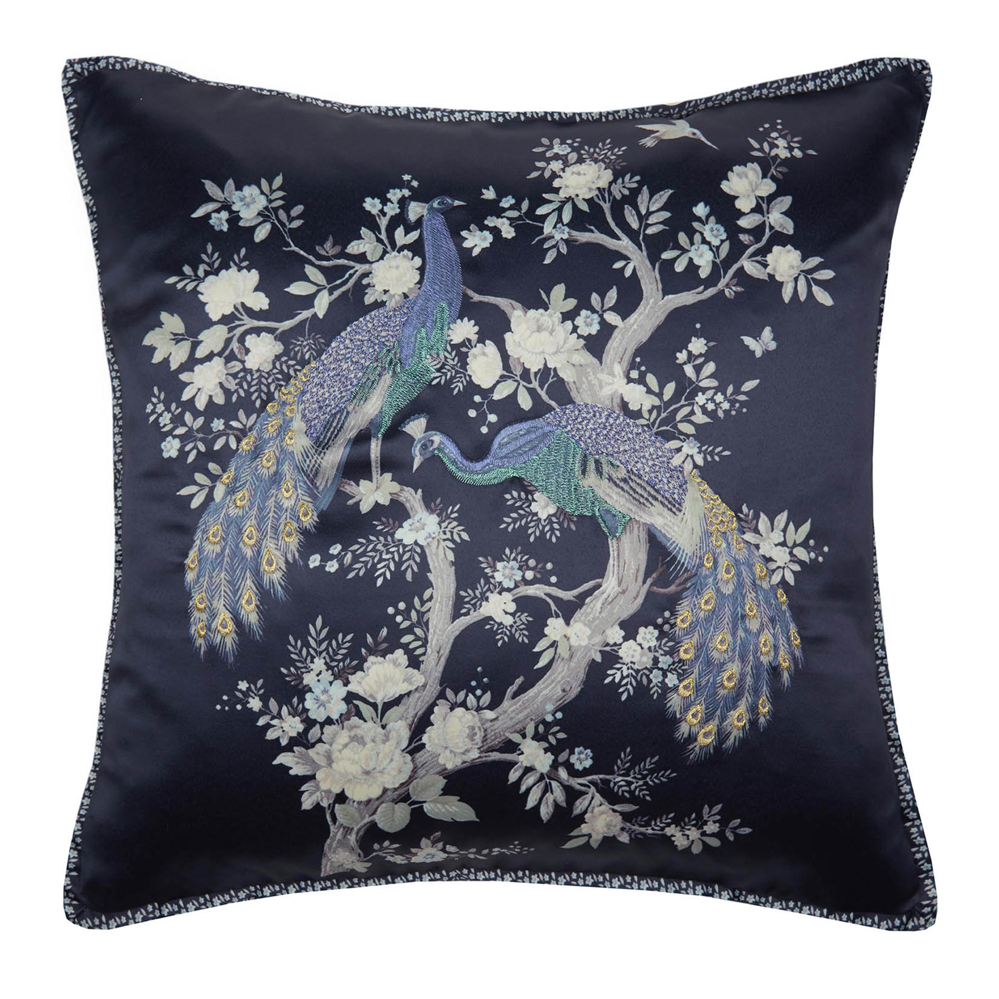 ZIERKISSEN Belvedere Pfau - Blau, Kunststoff/Textil (50/50cm) - LAURA ASHLEY