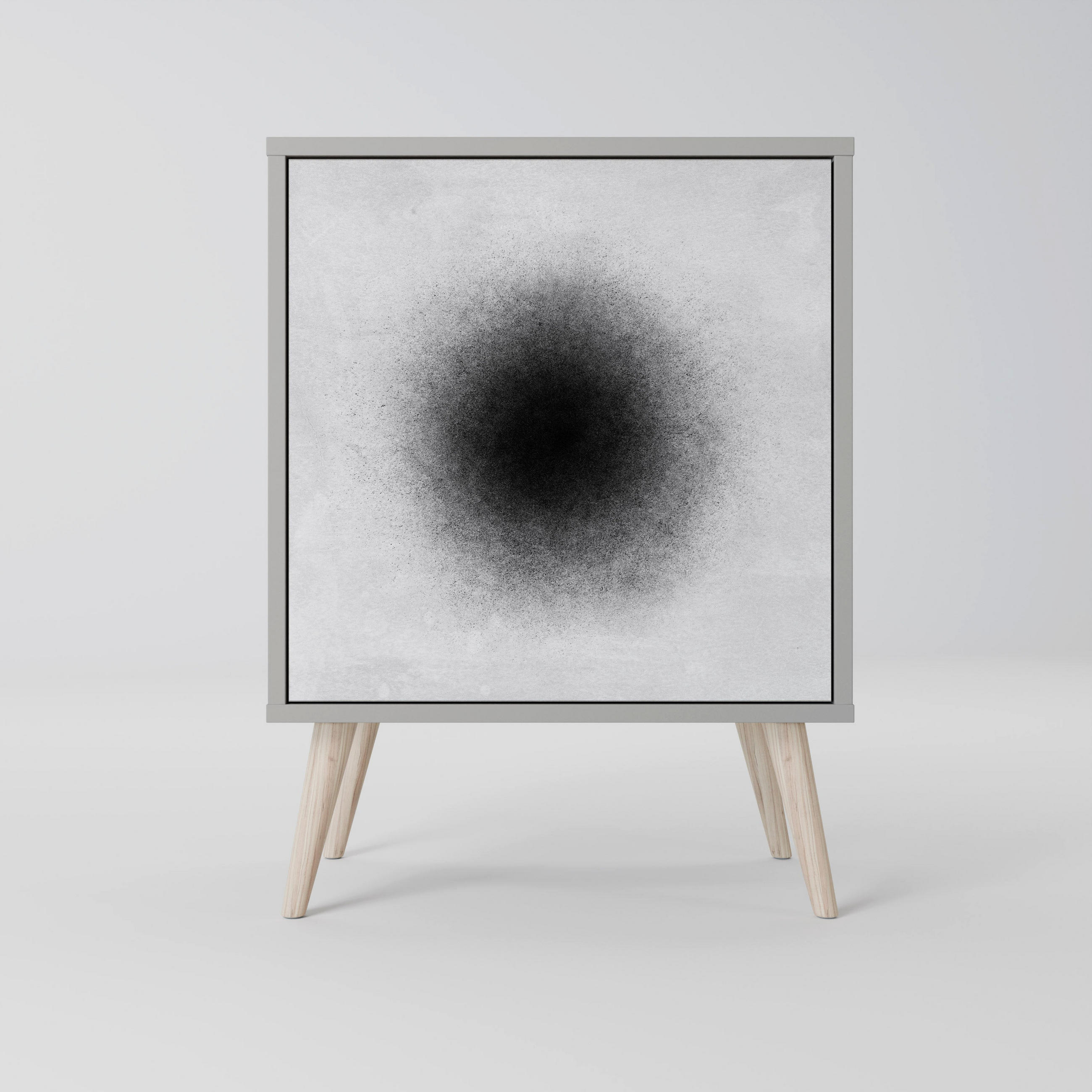 SIDEBOARD BLACK HOLE, Grau, 57,5x42x77,5 cm, Schräge Buchenholzfüße - Buchefarben/Multicolor, Holzwerkstoff/Buchenholz (57.5/77.5/42cm) - SpaceRebels