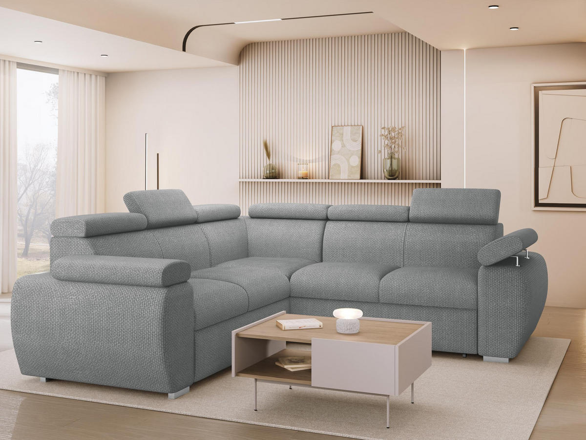 ECKSOFA Boston Maxi - Chromfarben/Dunkelgrau, Holz/Textil (260/260cm) - MIRJAN24